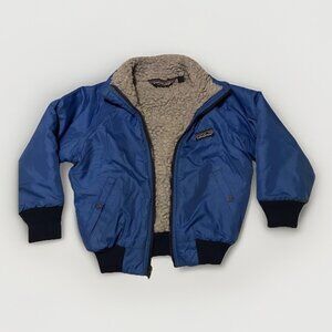 Patagonia Vintage Kids 4/5 Blue Zip Bomber Fleece Lined Jacket